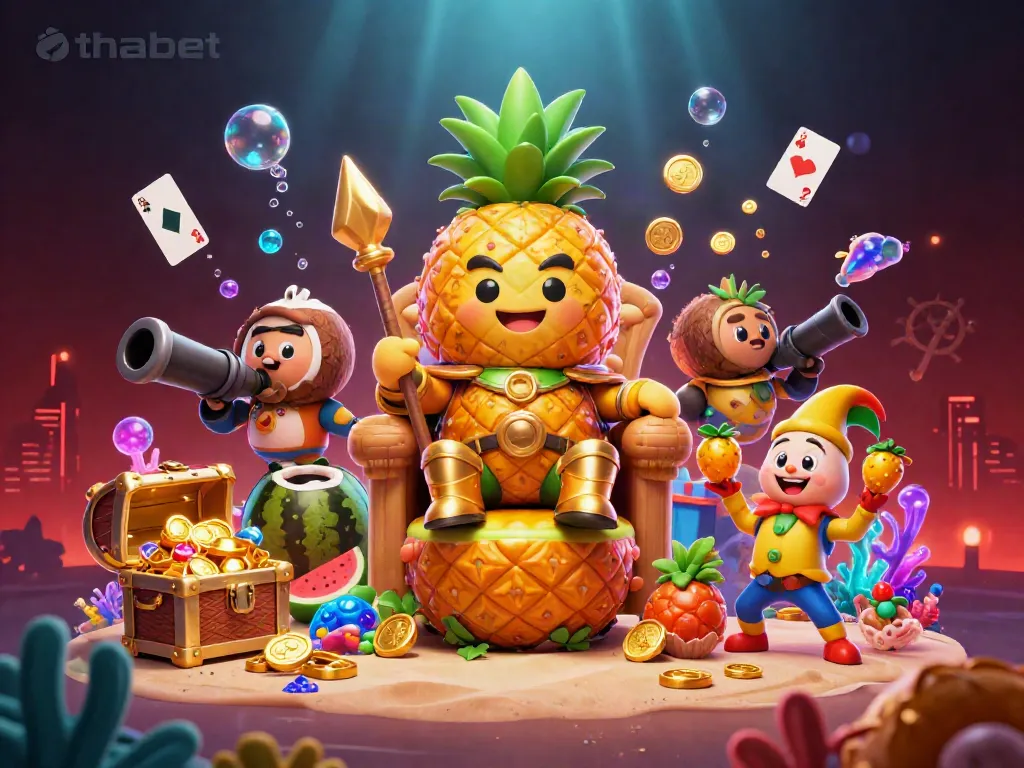Experience the thrill of thabet's golden pineapple king casino with vibrant characters and winning treasures!