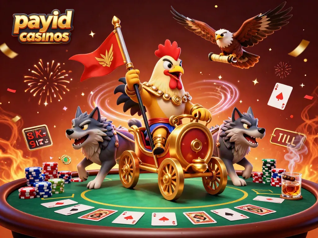 Engage in exhilarating action at payid casinos with a vibrant 3D illustration showcasing gaming elements.