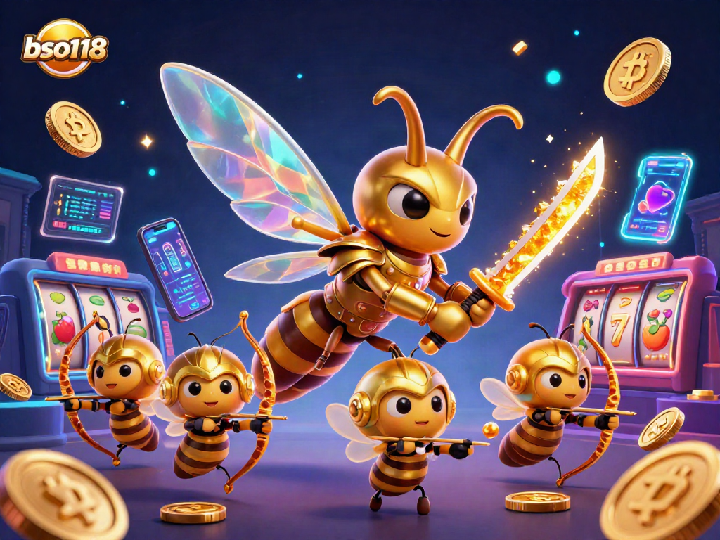 Engage with bso118's vibrant casino action featuring a golden hornet in samurai armor.