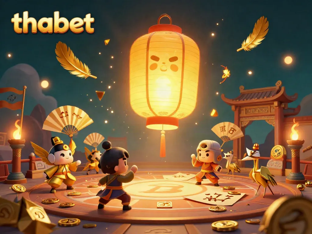 Engage in thrilling gaming at thabet, showcasing vibrant casino visuals with golden lantern spirit and winning symbols.