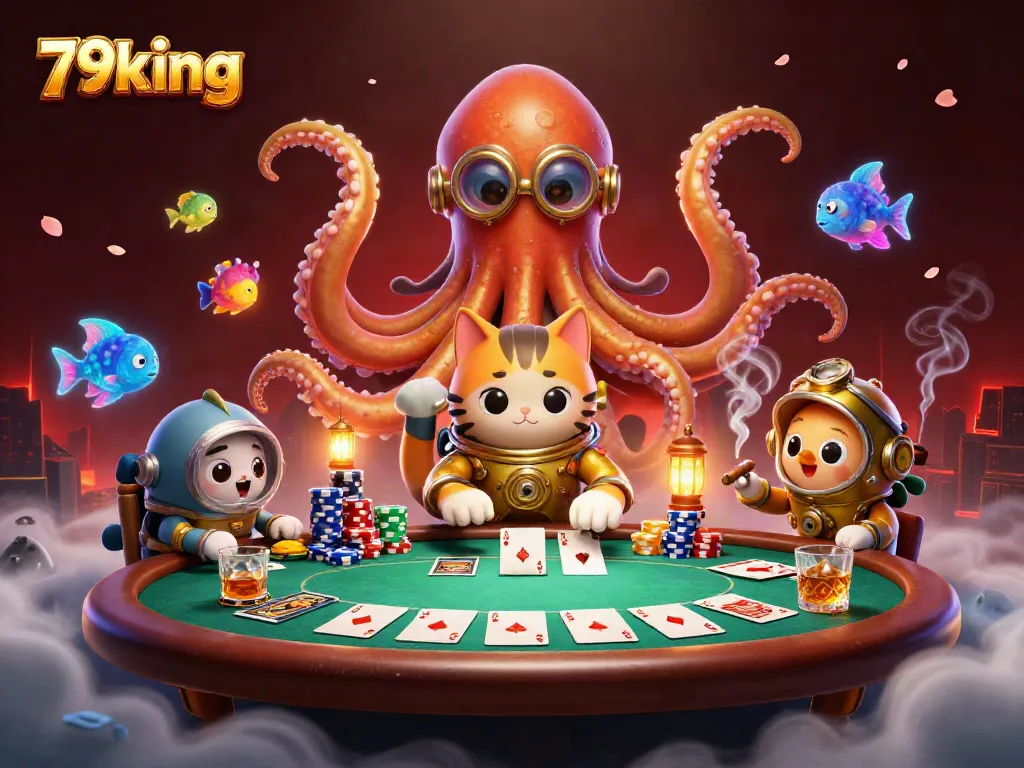 Experience intense gaming at 79king with a vibrant 3D scene showcasing thrilling poker gameplay.