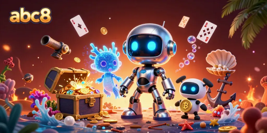 Experience thrilling gaming with abc8's neon cyberpunk mascot, enhancing your casino adventure.