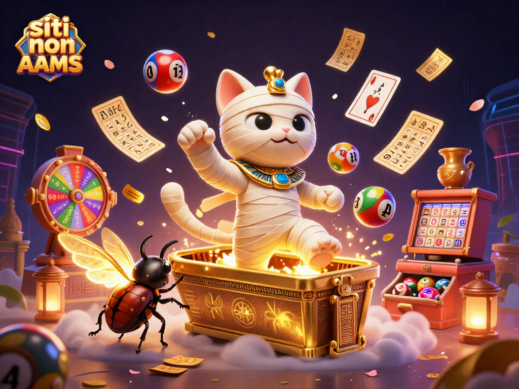 Gioca su siti non AAMS con una scena dinamica di un gatto mummia egiziano nel casinò.