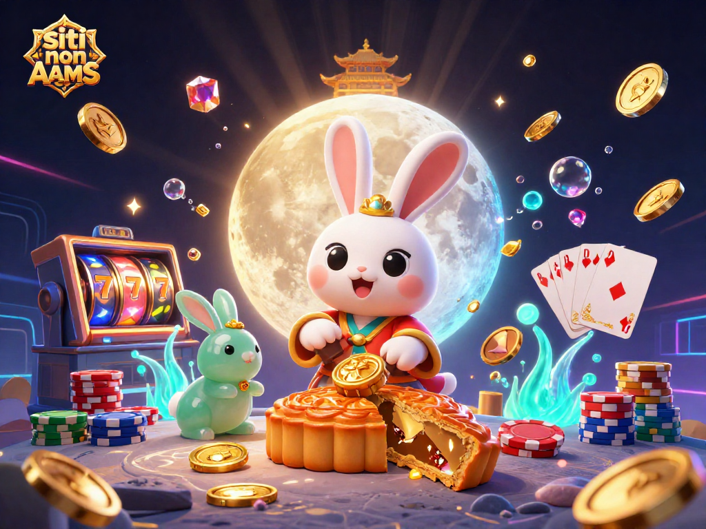 Gioca nei siti non AAMS con un coniglio lunare e slot da gioco avvolti in monete d'oro.