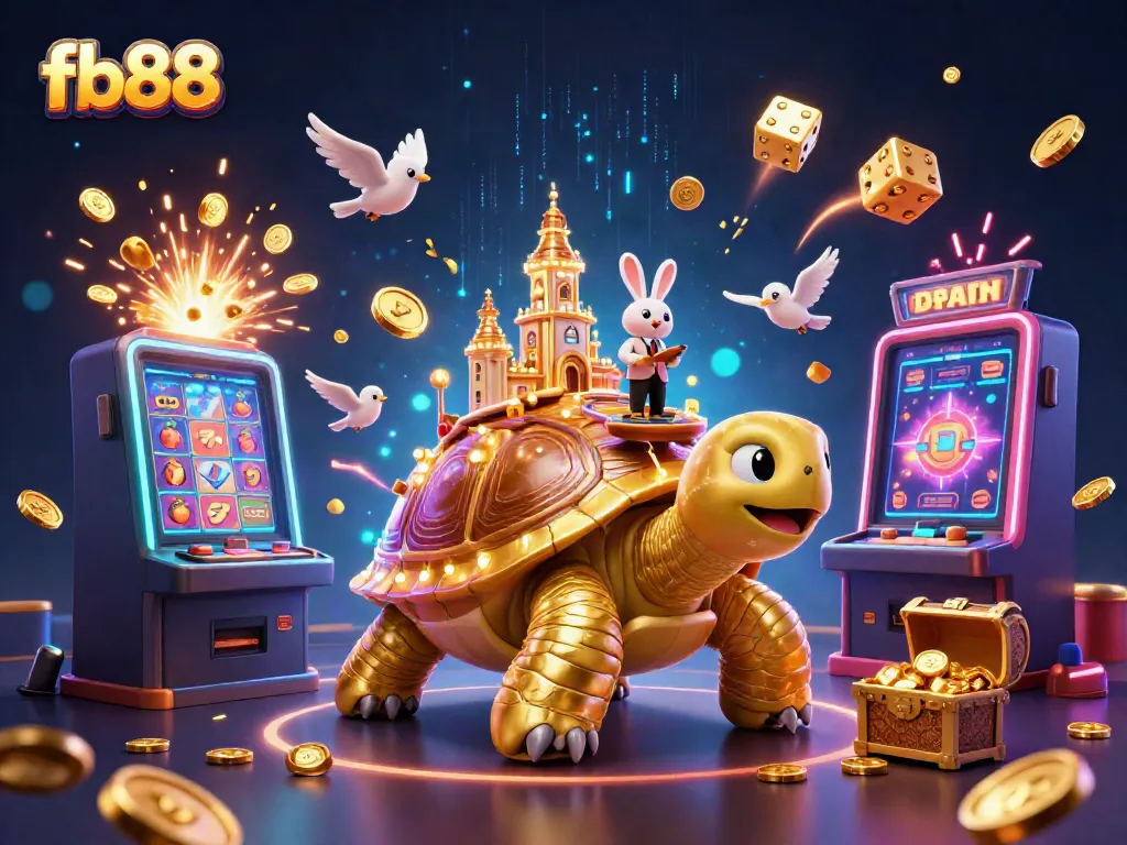 Experience thrilling wins at fb88 with a vibrant casino world featuring golden coins and festive elements.