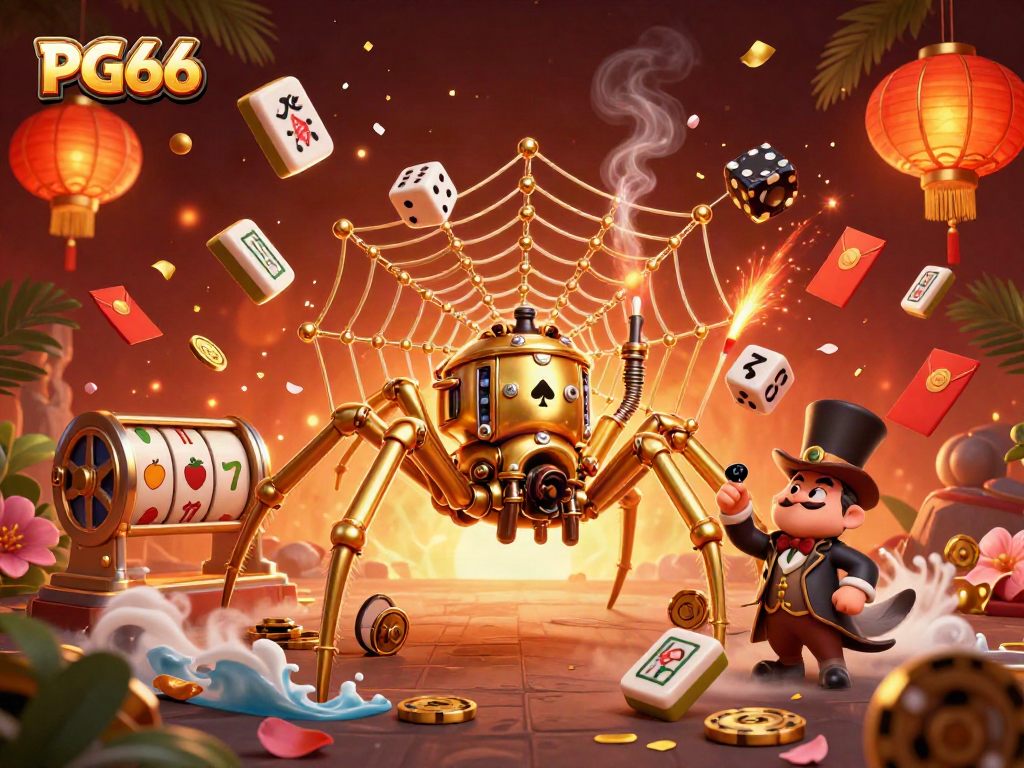 Engage with PG66's vibrant casino world through this illustrated steampunk scene of excitement.