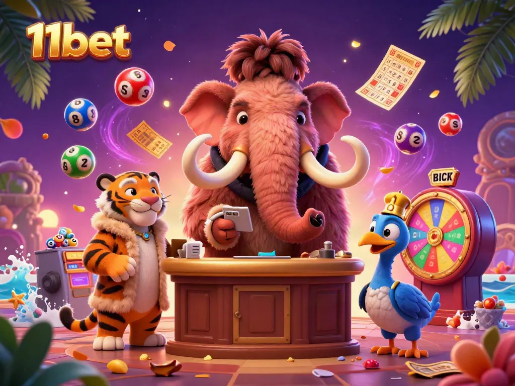 Experience the excitement of 11bet with vibrant lottery games at this lively casino scene.