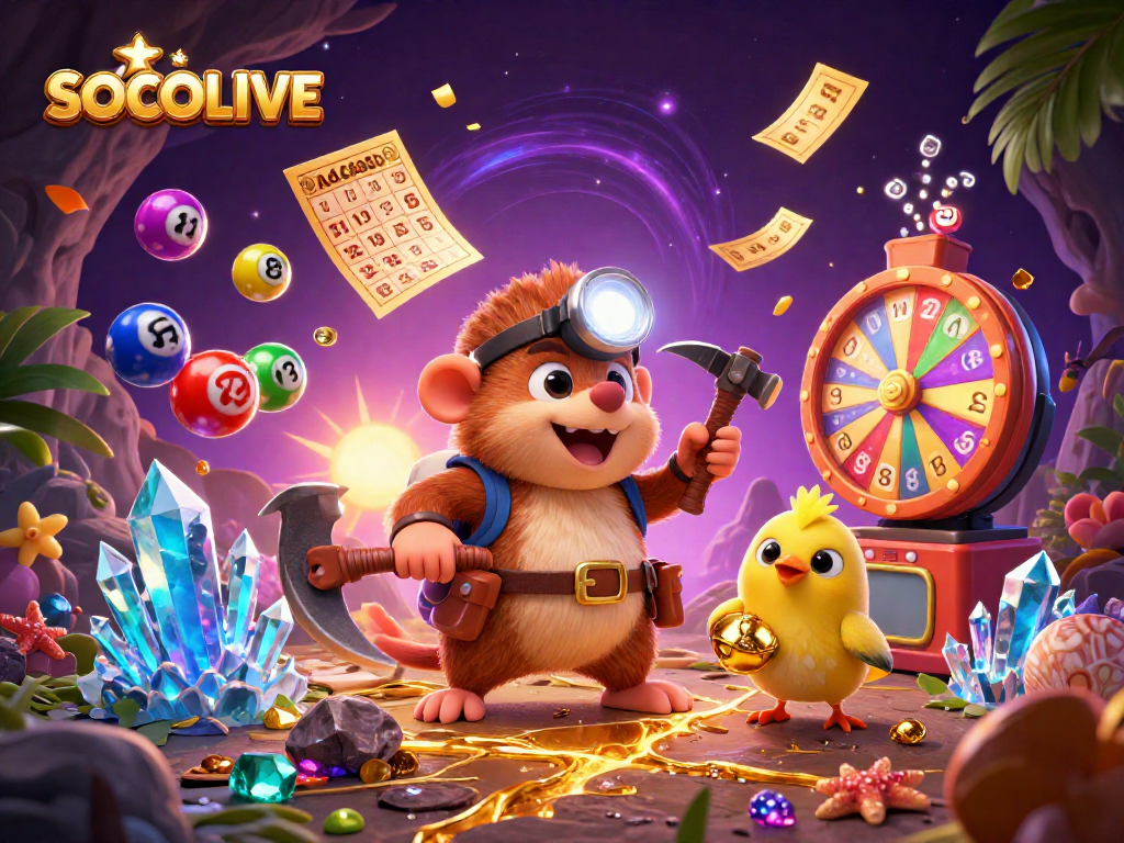 SOCOLIVE's treasure hunter mole and canary bring excitement to gamers with vibrant visuals and dynamic lottery elements.