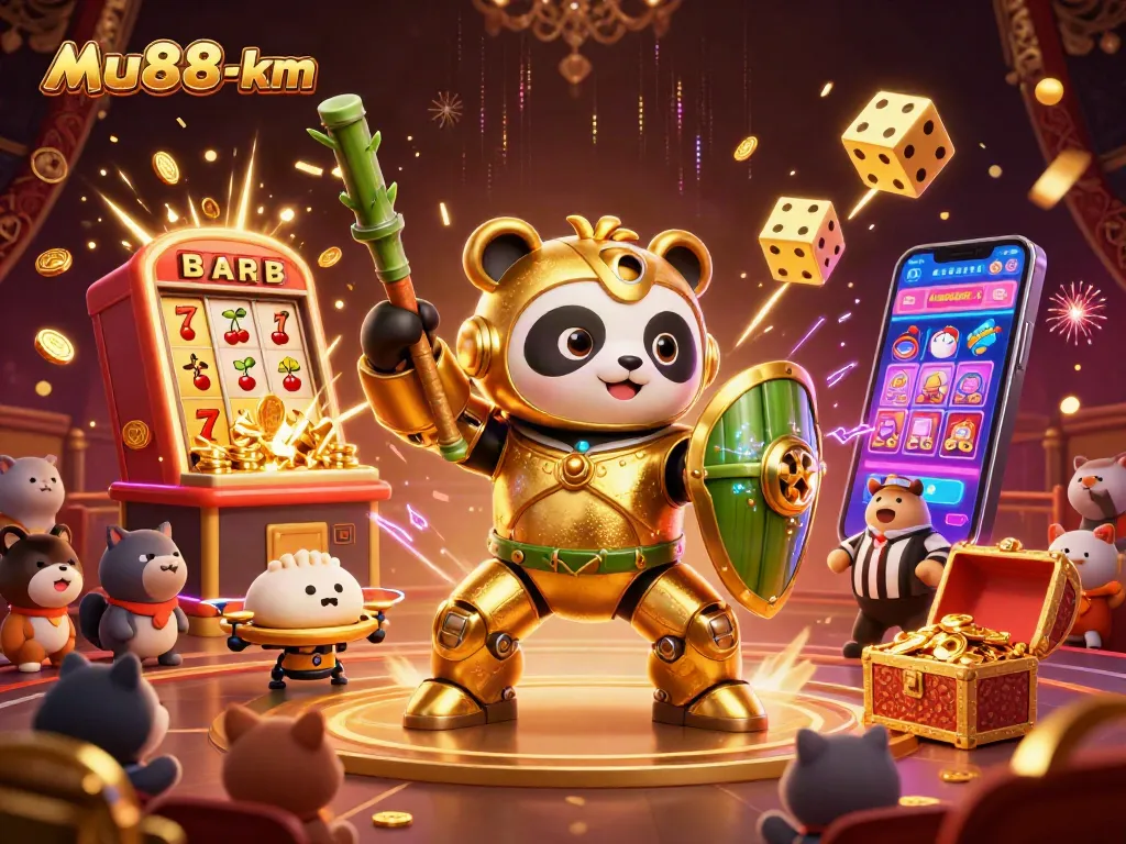 Experience thrilling wins with mu88-km as vibrant symbols burst from a 3D jackpot scene.