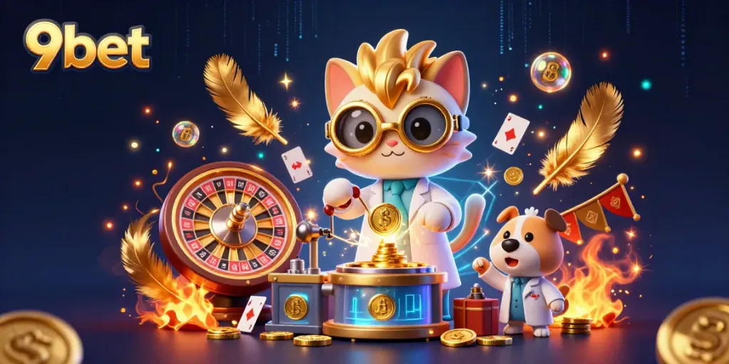 Experience exciting gameplay with 9bet's vibrant casino scene featuring characters and games.