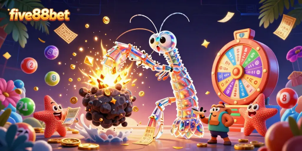 Experience the thrill of five88bet with galactic characters and vibrant casino elements exploding with excitement.